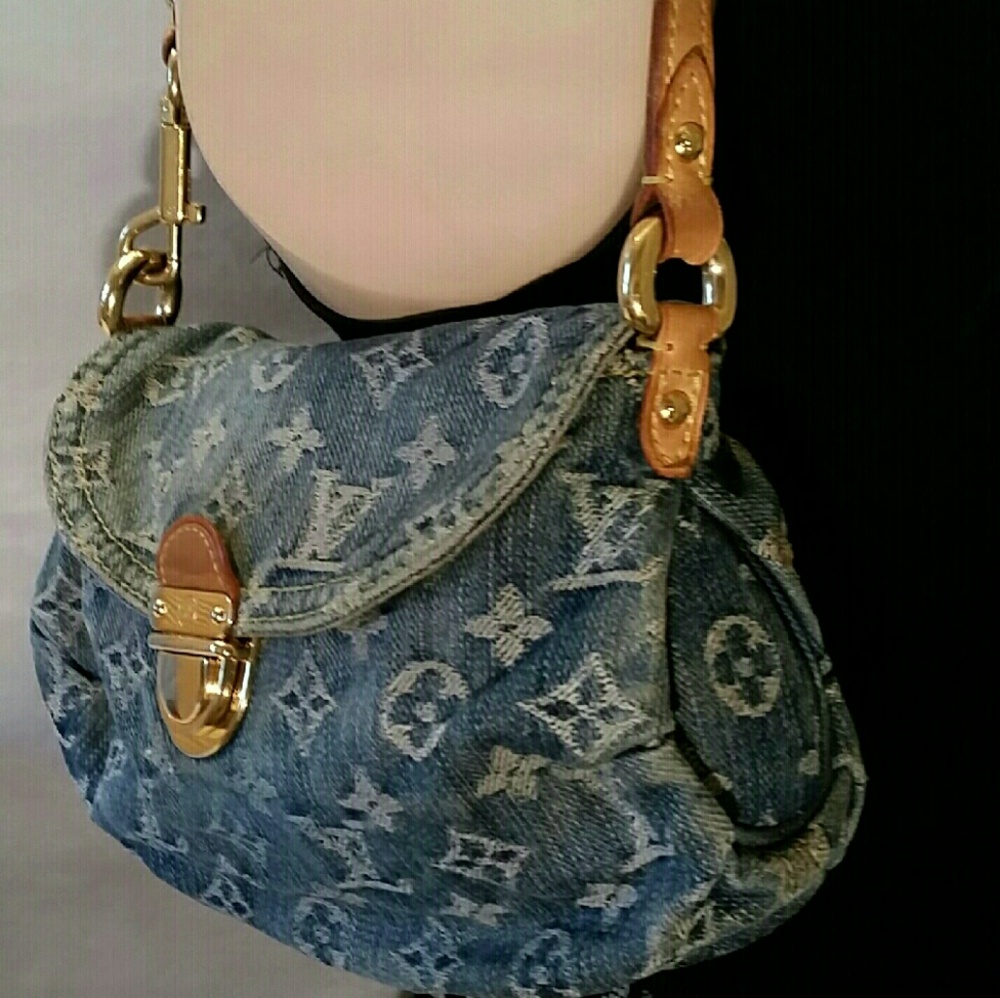 Louis Vuitton Blue Denim Monogram Mini Bag with Tan Leather Trim